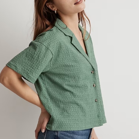 NWT Madewell Crinkle-Knit Button-Front Top - Picture 2 of 10